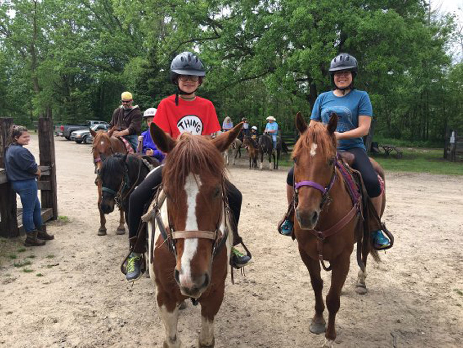 People riding horses