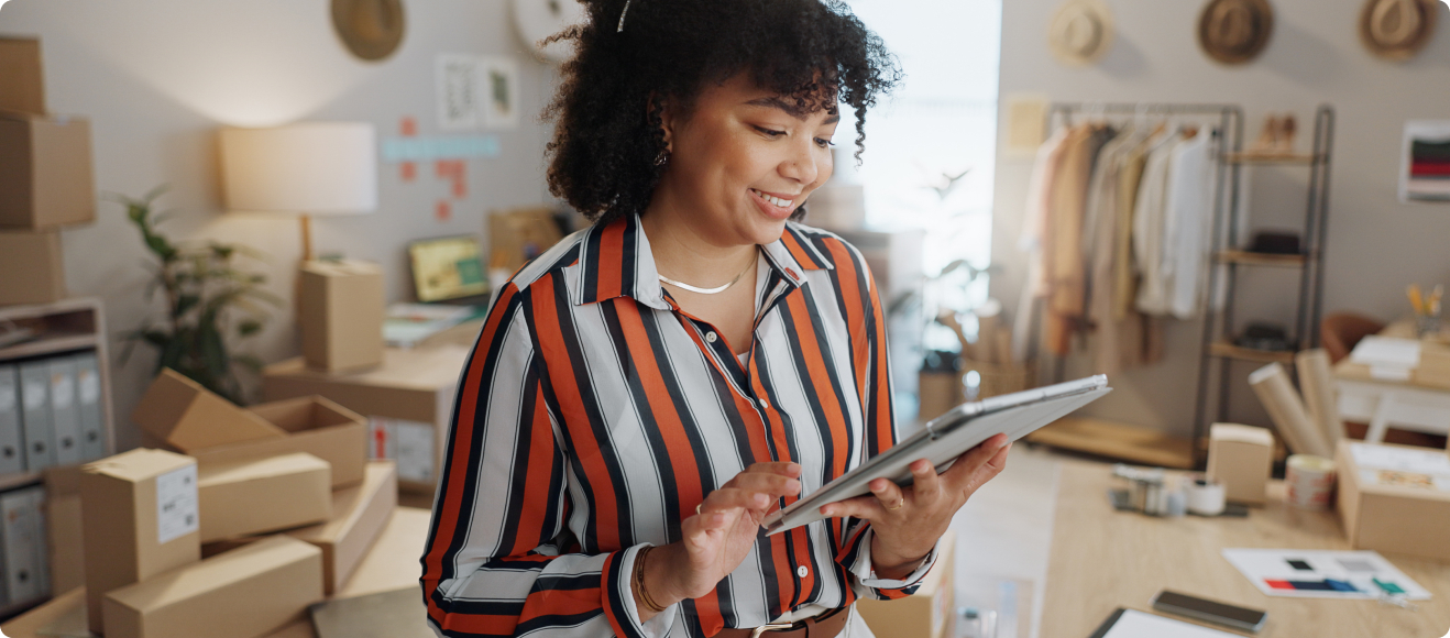 Woman working on a tablet